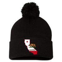California State Bear Flag Pom Pom 12in Knit Beanie