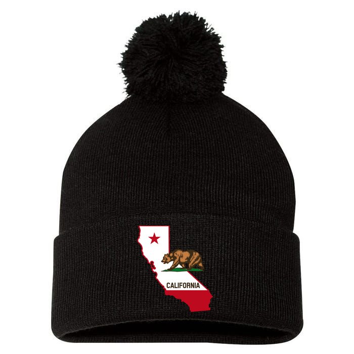 California State Bear Flag Pom Pom 12in Knit Beanie