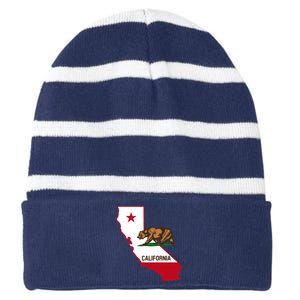 California State Bear Flag Striped Beanie with Solid Band