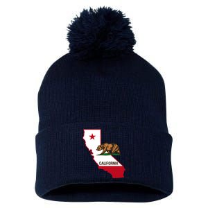 California State Bear Flag Pom Pom 12in Knit Beanie