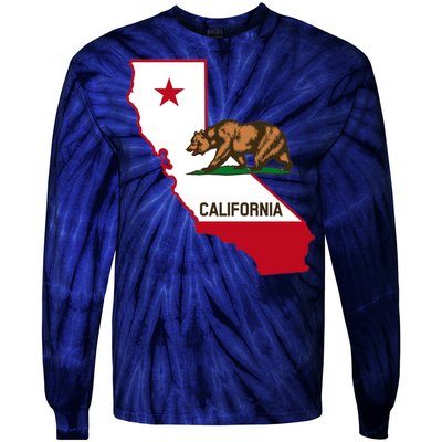 California State Bear Flag Tie-Dye Long Sleeve Shirt