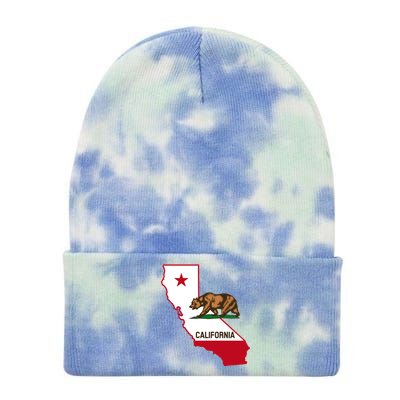 California State Bear Flag Tie Dye 12in Knit Beanie