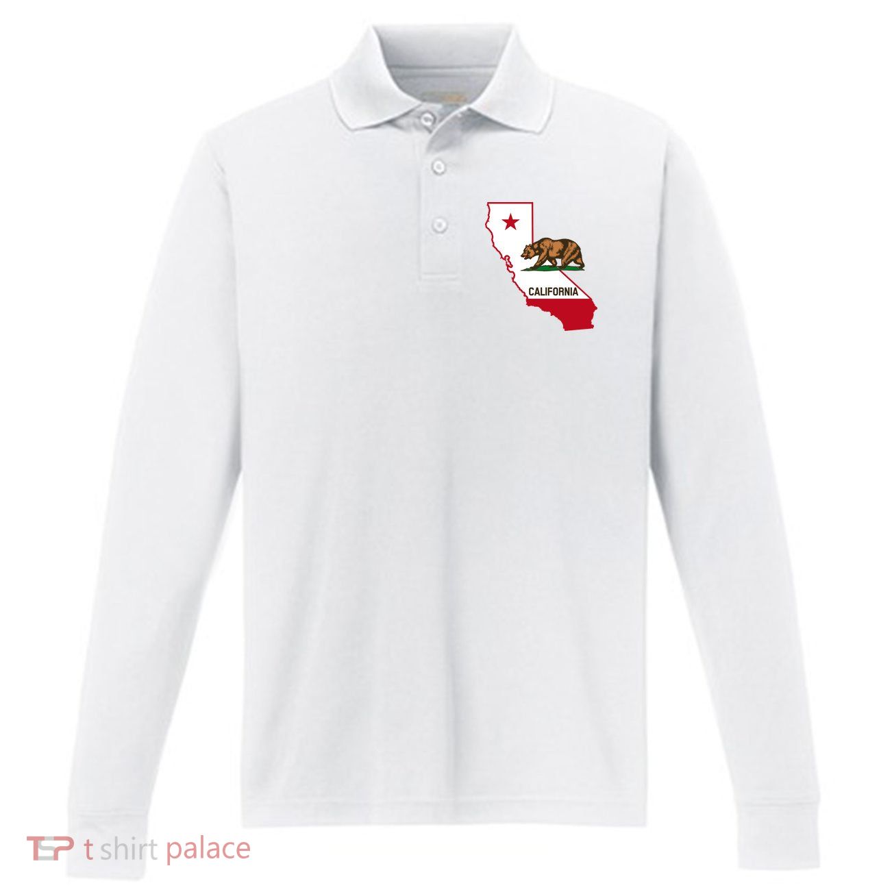 California State Bear Flag Performance Long Sleeve Polo