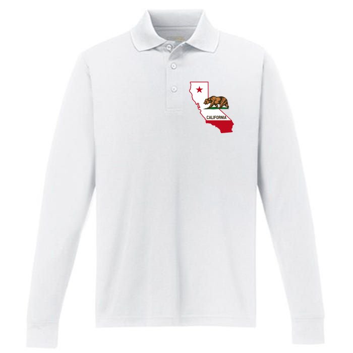 California State Bear Flag Performance Long Sleeve Polo