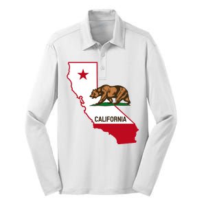 California State Bear Flag Silk Touch Performance Long Sleeve Polo