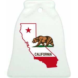 California State Bear Flag Ceramic Bell Ornament