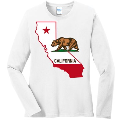 California State Bear Flag Ladies Long Sleeve Shirt