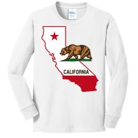 California State Bear Flag Kids Long Sleeve Shirt