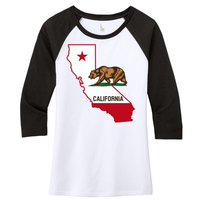 California State Bear Flag Women's Tri-Blend 3/4-Sleeve Raglan Shirt