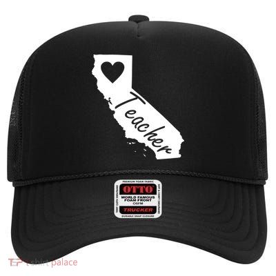 California State Teacher Red For Ed High Crown Mesh Back Trucker Hat