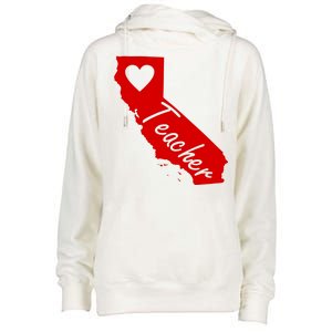 California State Teacher Red For Ed Womens Funnel Neck Pullover Hood