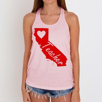 California State Teacher Red For Ed Women's Knotted Racerback Tank