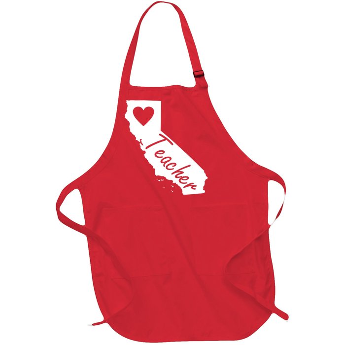 California State Teacher Red For Ed Full-Length Apron With Pockets