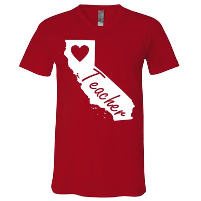 California State Teacher Red For Ed V-Neck T-Shirt