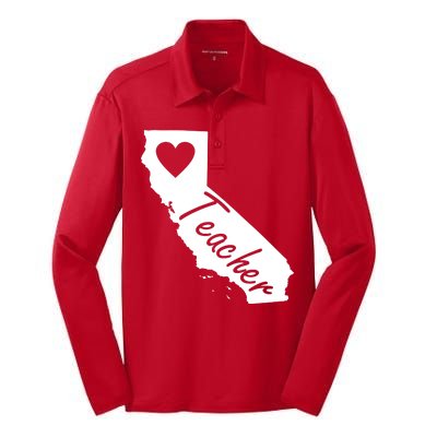 California State Teacher Red For Ed Silk Touch Performance Long Sleeve Polo