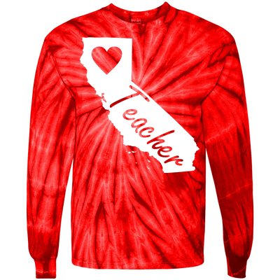 California State Teacher Red For Ed Tie-Dye Long Sleeve Shirt