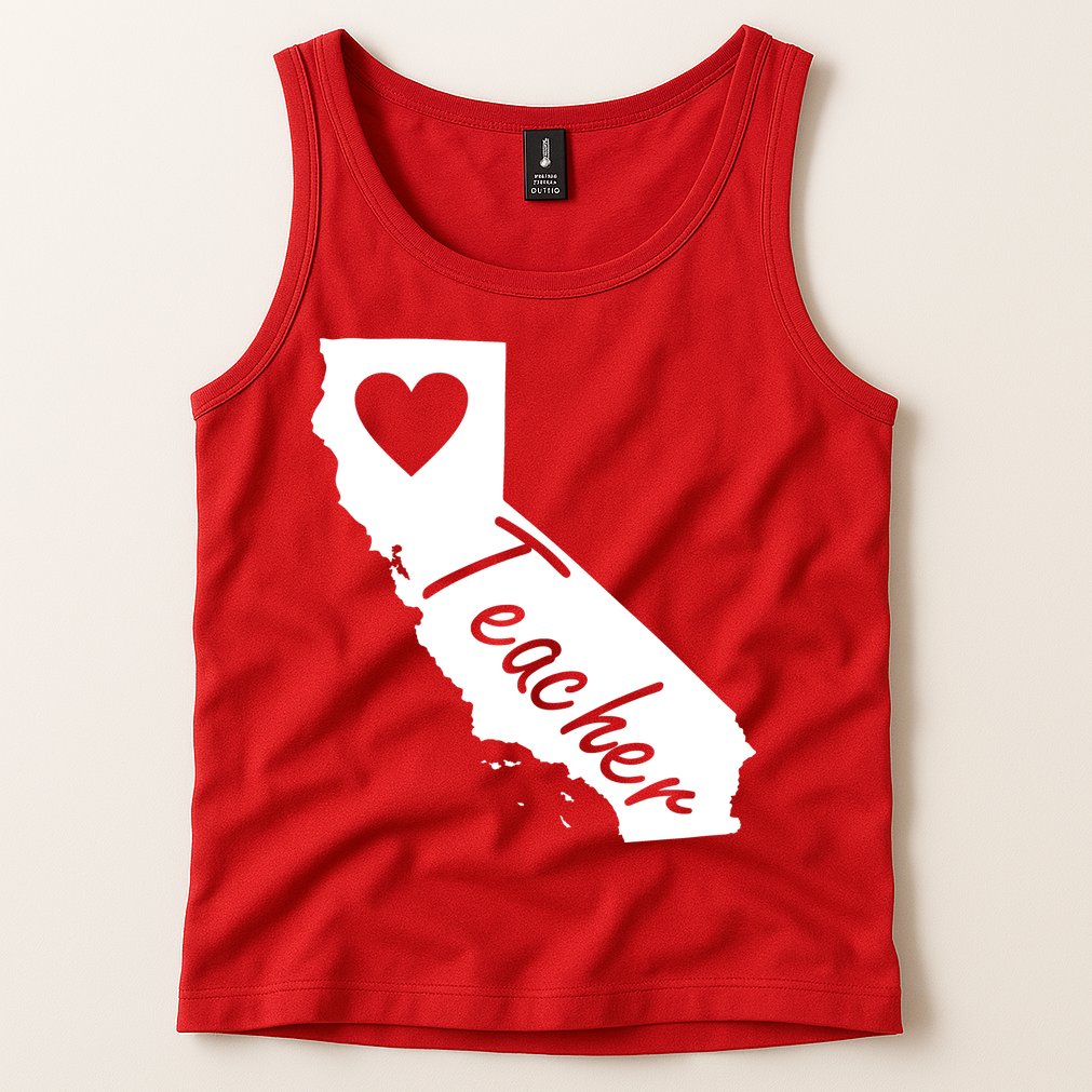 California State Teacher Red For Ed Tank Top