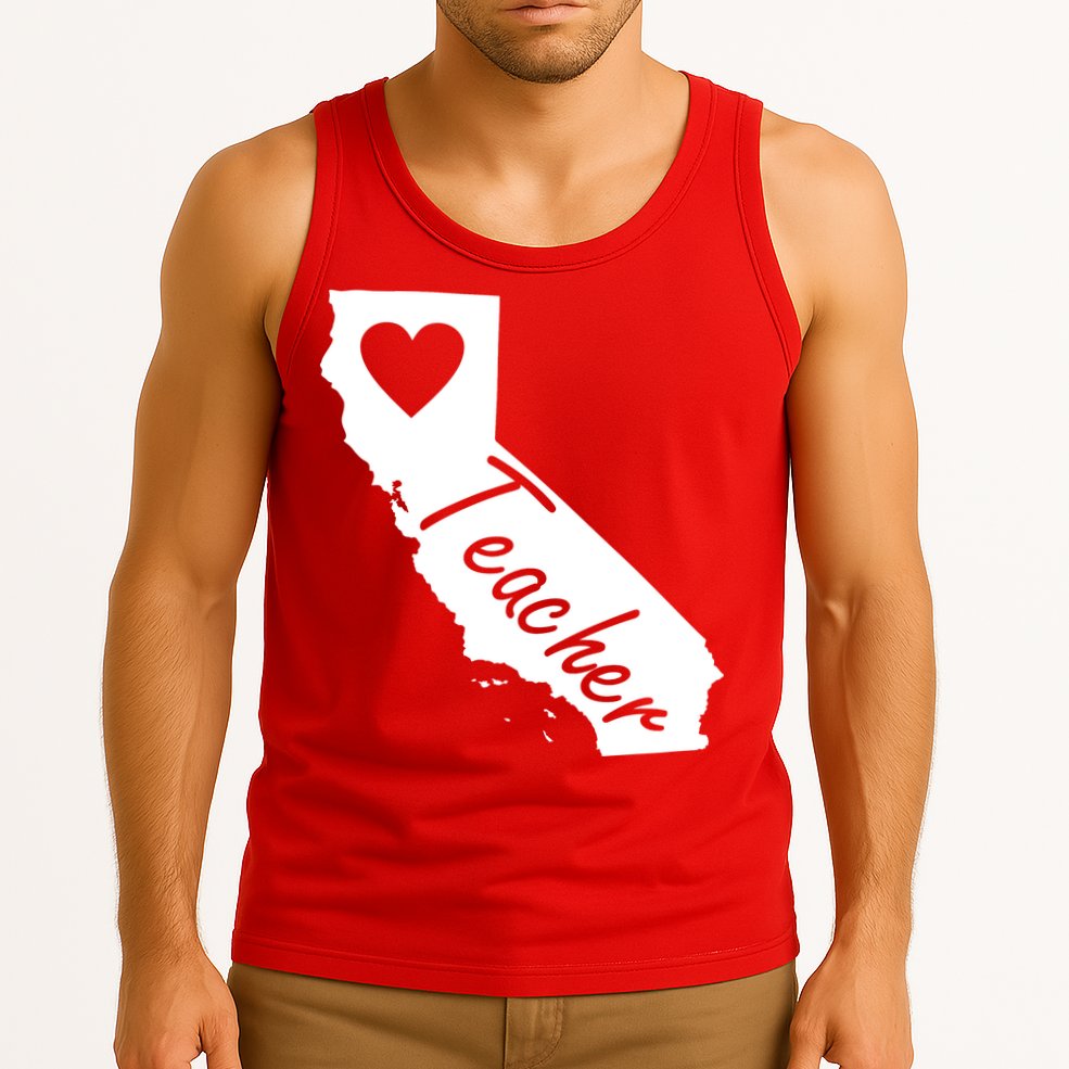California State Teacher Red For Ed Tank Top