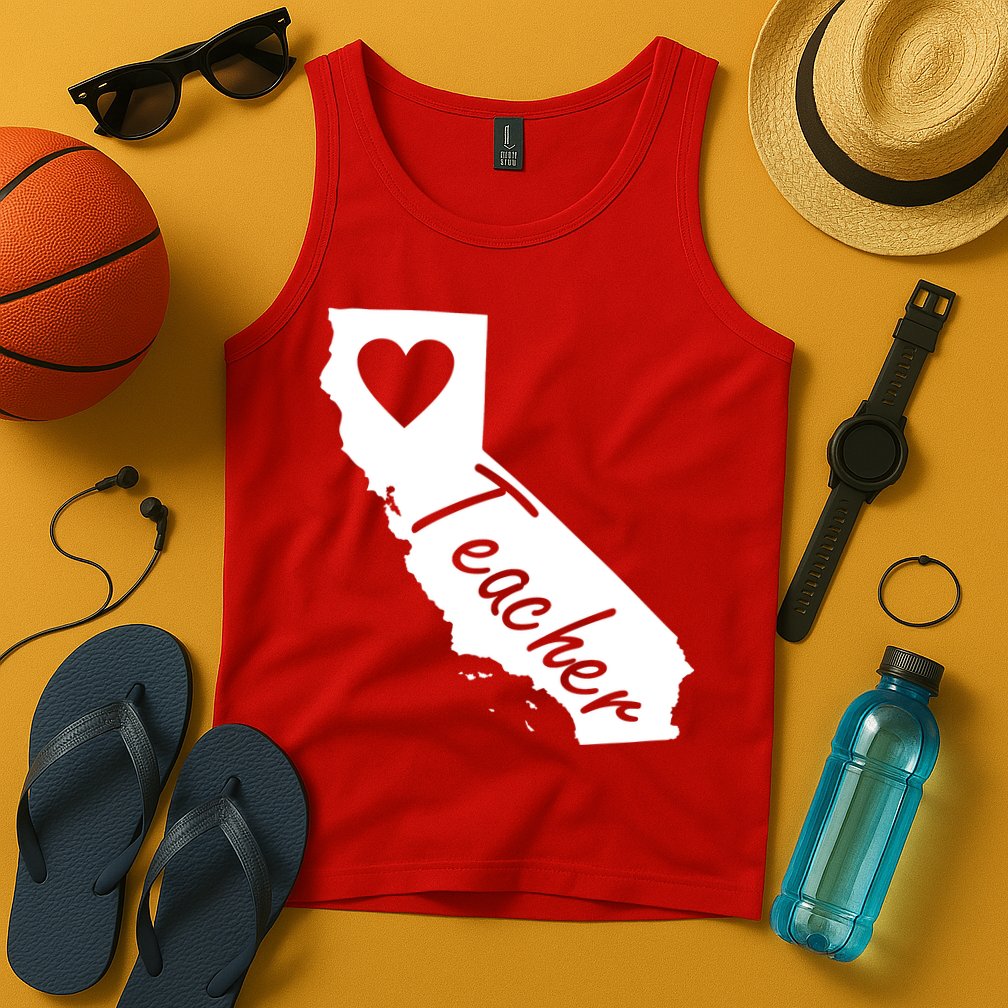 California State Teacher Red For Ed Tank Top