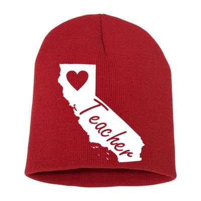 California State Teacher Red For Ed Short Acrylic Beanie