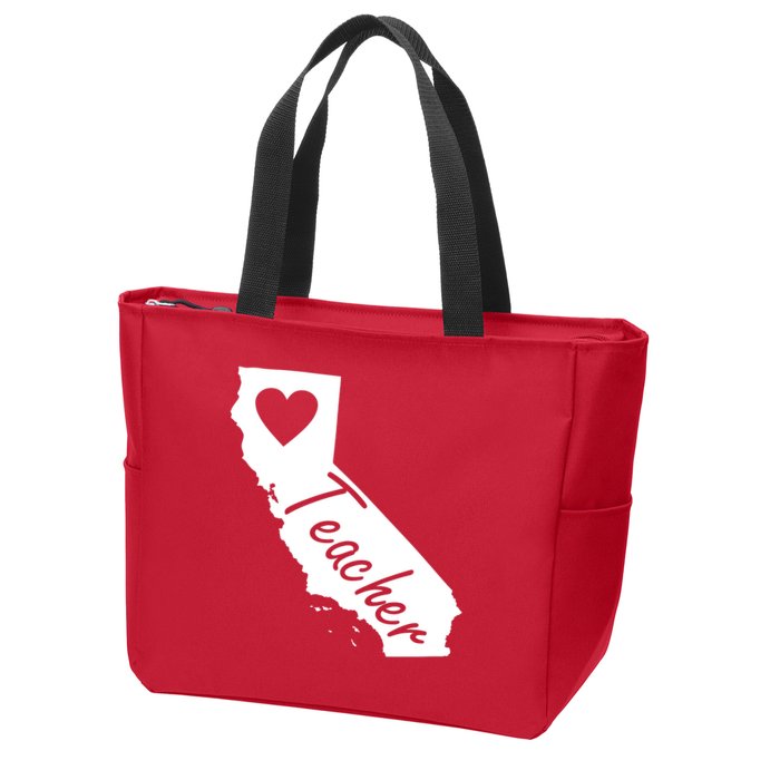 California State Teacher Red For Ed Zip Tote Bag