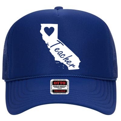 California State Teacher Red For Ed High Crown Mesh Back Trucker Hat