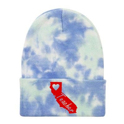 California State Teacher Red For Ed Tie Dye 12in Knit Beanie