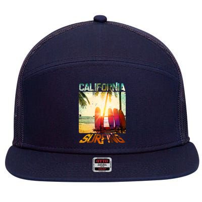 California Surfing 7 Panel Mesh Trucker Snapback Hat