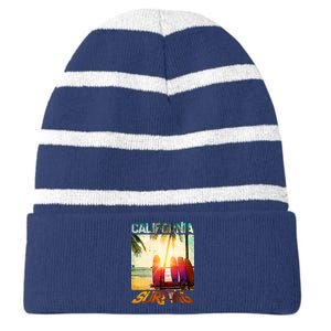 California Surfing Striped Beanie with Solid Band