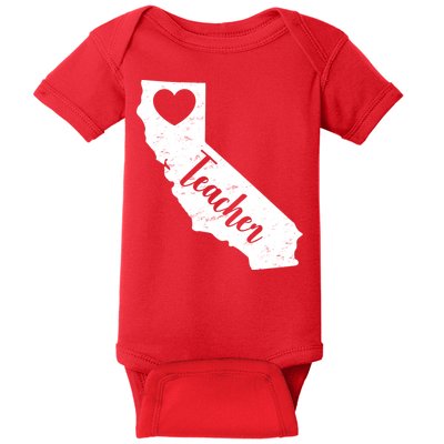 California Teacher Vintage Red For Ed  Baby Bodysuit