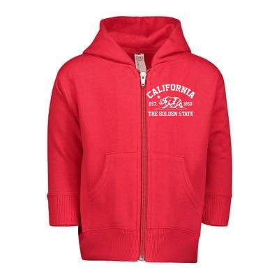 California The Golden State Est 1850 Toddler Zip Fleece Hoodie