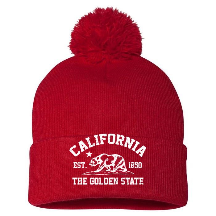 California The Golden State Est 1850 Pom Pom 12in Knit Beanie