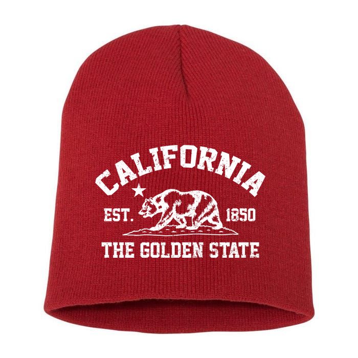 California The Golden State Est 1850 Short Acrylic Beanie