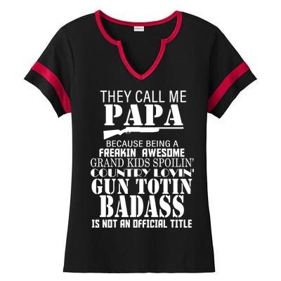 Call Me Badass Papa Spoiling Grandkids Ladies Halftime Notch Neck Tee