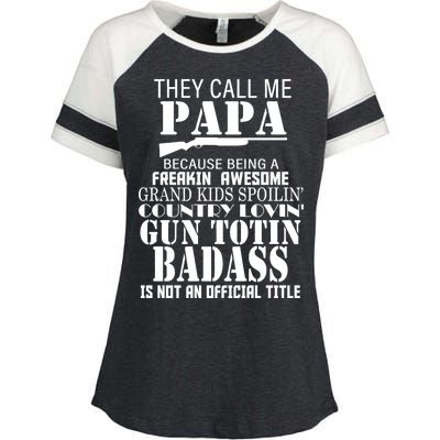 Call Me Badass Papa Spoiling Grandkids Enza Ladies Jersey Colorblock Tee