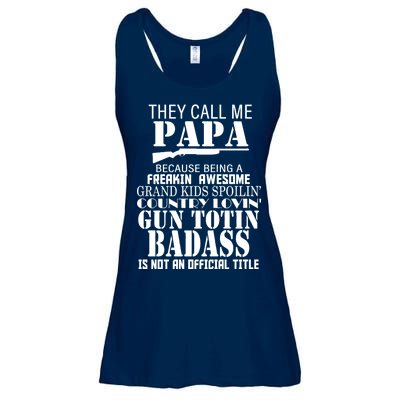 Call Me Badass Papa Spoiling Grandkids Ladies Essential Flowy Tank