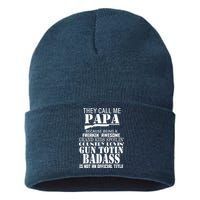 Call Me Badass Papa Spoiling Grandkids Sustainable Knit Beanie