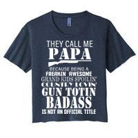 Call Me Badass Papa Spoiling Grandkids Women's Crop Top Tee