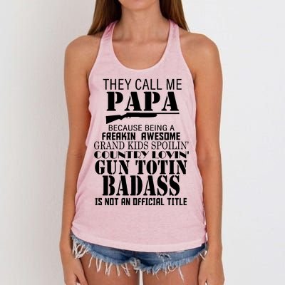 Call Me Badass Papa Spoiling Grandkids Women's Knotted Racerback Tank