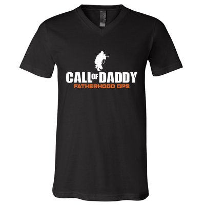 Call of Daddy Fatherhood OPS Gamer Dad V-Neck T-Shirt