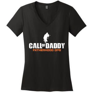 Call of Daddy Fatherhood OPS Gamer Dad Women's V-Neck T-Shirt