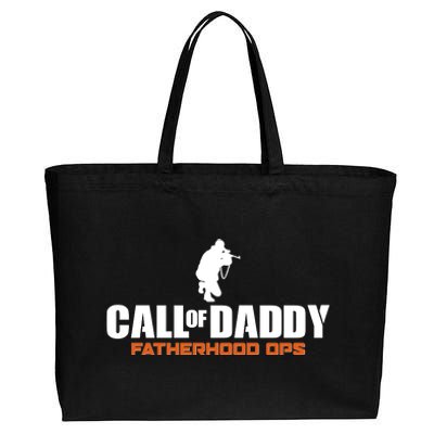 Call of Daddy Fatherhood OPS Gamer Dad Cotton Canvas Jumbo Tote