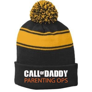 Call of Daddy Parenting Ops Stripe Pom Pom Beanie