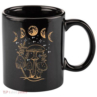 Cottagecore Aesthetic Mycology Mushrooms Moon Foraging 11oz C Handle Ceramic Mug