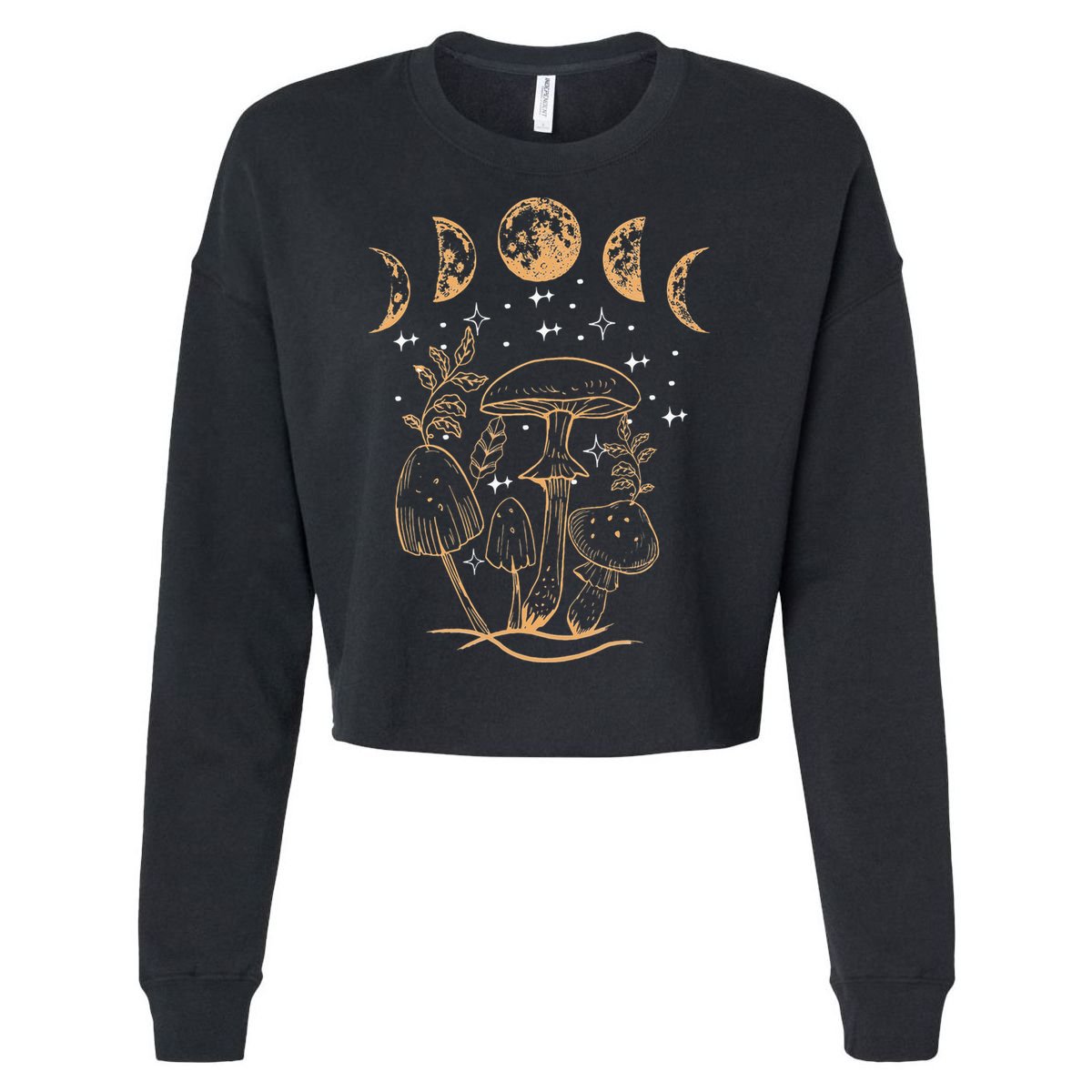 Cottagecore Aesthetic Mycology Mushrooms Moon Foraging Cropped Pullover Crew