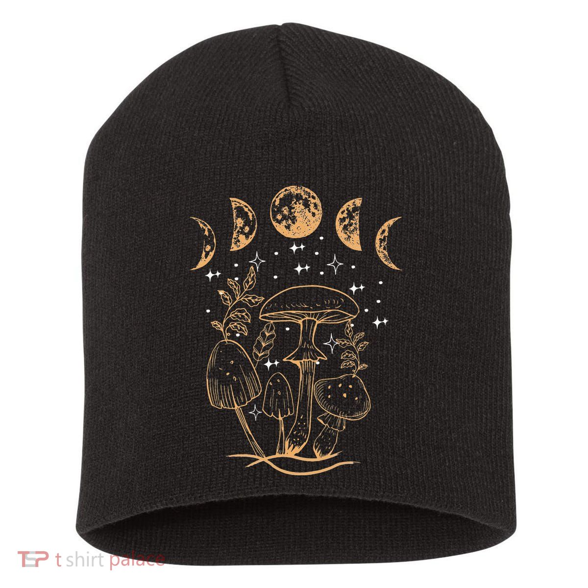 Cottagecore Aesthetic Mycology Mushrooms Moon Foraging Short Acrylic Beanie