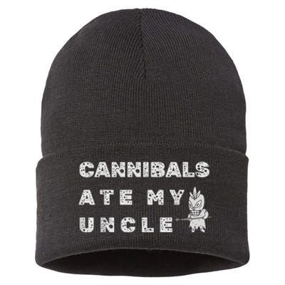 Cannibals Ate My Uncle Biden Trump Saying Funny Sustainable Knit Beanie