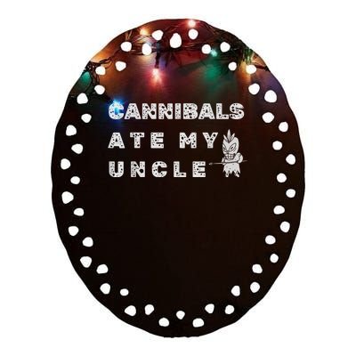 Cannibals Ate My Uncle Biden Trump Saying Funny Ceramic Oval Ornament