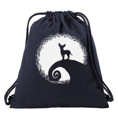 Chihuahua And Moon Halloween Funny For Dog Lover Drawstring Bag