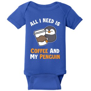 Coffee And My Penguin Sea Bird King Emperor Penguin Gift Baby Bodysuit